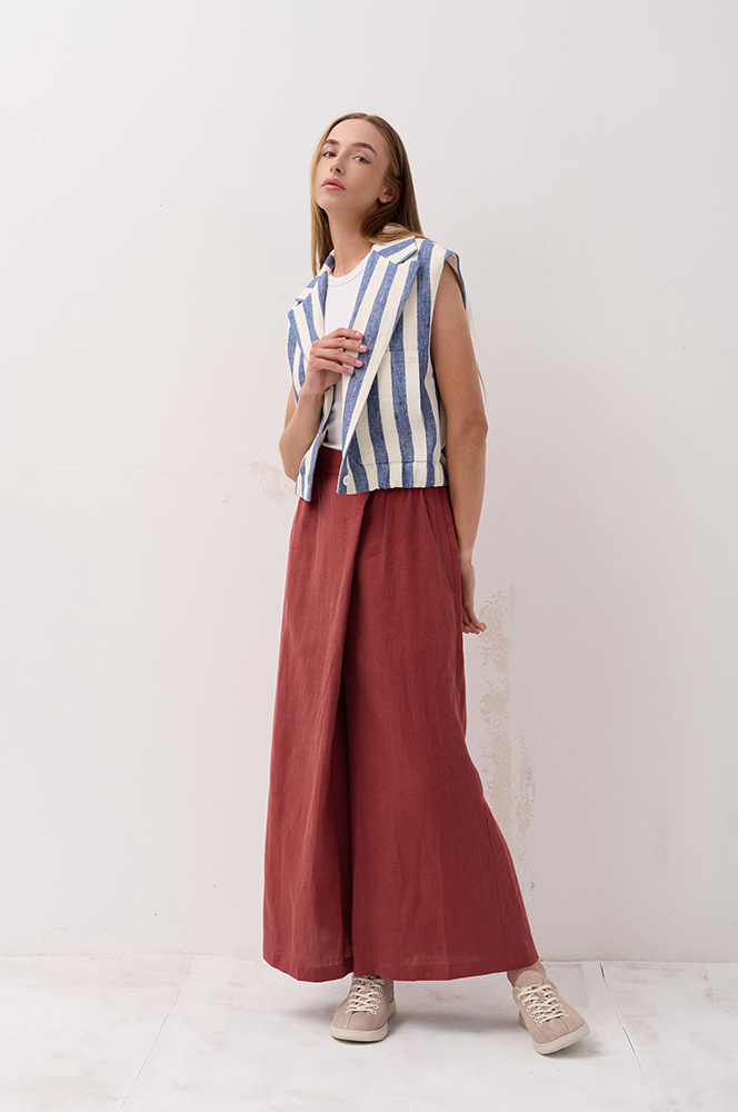 Штани хакама льон теракот (БР79/2)